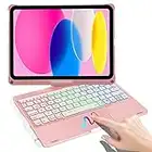 Touchpad Keyboard Case for iPad 10th Generation 10.9" 2022 - Multi-Touch Trackpad,7 Color Backlit, 360°Rotatable Smart Case with Touchpad Keyboard for iPad 10.9 inch 10th Gen 2022 – Rose Gold