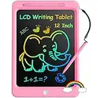Beydoa LCD Writing Tablet for Kids, 12 Inch Colorful Doodle Board, Drawing Tablet Writing Board, Toddler Learning Toys for 2 3 4 5 6 7 8 Years Old Boys Girls, Educational Toys Birthday Gifts, Pink