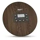 HOTT Reproductor de CD portátil de grano de madera, reproductor de música MP3/CD con conector para auriculares, función de memoria, protección contra saltos para CD, MP3 CD, CD-R, CD-RW