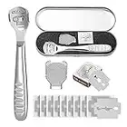 N/D Foot Scraper Callus Shaver - Stainless Steel Foot File Hard Skin Remover Blade - Professional Pedicure Foot Rasp Kit for Feet Hand Foot Care Tools with 10 Replacement Blades Silver, 13 Piece Set