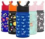 Simple Modern Kids Water Bottle with Straw Lid | Insulated Stainless Steel Reusable Tumbler for Toddlers, Boys | Summit Collection | 14oz, Shark Bite