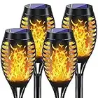 Solar Outdoor Lights, 4Pack Solar Torch Light with Flickering Flame for Outdoor Decor, Solar Garden Lights Waterproof, Outdoor Lights Solar Powered, LED Tiki Torches for Outside Yard Patio Decorations
