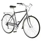 Schwinn Wayfarer Vélo hybride pour adulte de style rétro cruiser 45,7 cm Cadre en acier moyen 7 vitesses, porte-bagages arrière, roues 700C, bleu