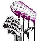 Women's Golf Clubs Complete Set 13 Piece Includes Titanium Golf Driver, 3 & #5 Fairway Woods, 4 Hybrid, 5-SW Irons, Putter and Golf Bag