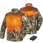 TIDEWE Men’s Heated Jacket Fleece with Battery Pack, Truetimber Rechargeable Coat for Hunting (Camo, Size S)