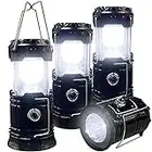 Collapsible Portable LED Camping Lantern XTAUTO Lightweight Waterproof Solar USB Rechargeable LED Flashlight Survival Kits for Indoor Outdoor Home Emergency Light Power Outages Hiking Hurricane 4-Pack