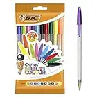 BIC Penne a Sfera, Cristal Multicolor, Colori Assortiti, Punta Larga (1.6 mm), Confezione 10 Penne Colorate, Fornitura per Cancelleria Scuola