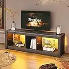 TV Stand Schrank 140CM Modernes TV Gerät mit Glasregal RGB LED Beleuchtet für 65" TVs TV Unterhaltungsgerät mit Ambient Lights für Wohnzimmer Schlafzimmer