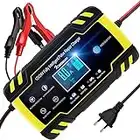 NWOUIIAY Caricabatteria Auto 8A 12V/24V Multi Protezioni di Carica Automatico Caricatore Intelligente con Schermo LCD Touch Screen per Auto Moto Tosaerba o Barca