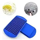 Mini 160 Ice Cubes Soft Silicone Tray Mould Tool Food Safe Ice Maker Easy Pop Out Non Stick Ice Cube Tray for Party BBQ Cool Summer (Blue)