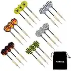 Steel Tip Darts, 18 Pcs 18 Grams Metal Dart Set with 18 Slim Flights and 1 Pcs Dart Pocket (18Pcs-A)