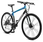 Schwinn Volare 1500 Flat Bar Hybrid Sports Road Bike, Men and Women, 24-Speed, 700c Wheels, 20-Inch Aluminum Frame, Mechanical Disc Brakes, Blue/Black