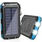 Solar Charger,20000mAh Portable Solar Power Bank,Waterproof External Backup Battery Power Pack Charger with 2 USB/LED Flashlights Compatible with iPhone,Tablet,Android,Suitable for Outdoor Camping