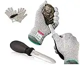 Rockland Guard Oyster Shucking Set- High Performance Level 5 Protection Food Grade Cut Resistant Gloves with 3.5’’ Stainless steel Oyster Knife, perfect set for shucking oysters