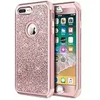 Hython iPhone 8 Plus Case, iPhone 7 Plus Case, Heavy Duty Defender Protective Case Bling Glitter Sparkle Hard Shell Armor Hybrid Shockproof Rubber Bumper Cover for iPhone 7 Plus and 8 Plus, Rose Gold