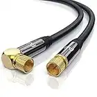 CSL-Computer 1.5m HDTV Satellite Cable 135dB 75 Ohm - Premium Coaxial SAT Cable with 90 Degree Right Angled Connectors - For UHV RF DVB-T and DVB-T2 Radio FM DAB DAB - Black