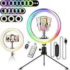 Ring Light Stand, 10.2 inch RGB Ring Light Kit with Tripod Stand and Cell Phone Holder, 29 Colors 4 Modes and 9 Brightness LED Photo Light for Makeup/Photography/Live Stream Video/Vlog/Tiktok/YouTube