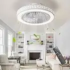 OERIY Ceiling Fans with Lights, 48CM Bladeless Ceiling Fan Lights with Remote Control, Dimmable 3 Speed Timming Led Ceiling Fans with Lamps Mordern Bedroom Flush Mount Low Profile Ceiling Fan(White)