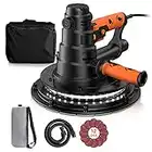 800W Handheld Drywall Sander, 770-2100rpm Wall Sander with LED Light & Automatic Vacuum System, 12 Pcs Sanding Pads(220mm) Electric Sander with Dust Bag, 4.5m Cable & 6 Variable Speed