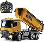 Top Race Camión volquete de construcción de Control Remoto, Juguete de camión volquete RC, vehículo de Juguete de construcción, Escala de construcción de Metal Pesado y plástico 1:14 Grande, 3 kg LBS