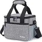 Wu Yan - Borsa termica per il pranzo, 10 l, per il lavoro, per ufficio, scuola, picnic, spiaggia, per adulti, uomini, donne, bambini, colore: grigio