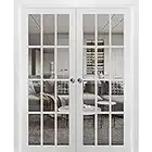 Sliding French Double Pocket Doors 72 x 80 inches Clear Glass 12 Lites| Felicia 3355 Matte White | Kit Trims Rail Hardware | Solid Wood Interior Bedroom Sturdy Doors