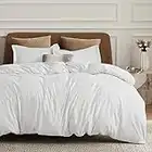 Bedsure White Duvet Cover Queen Size - Soft Brushed Microfiber Duvet Cover Set 3 Pieces with Zipper Closure, 1 Duvet Cover 90x90 inches and 2 Pillow Shams (No Comforter)