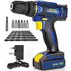 Skotek SK18VD 18V to 20V Cordless Drill Driver Electric Screwdriver Set, Powerful Lithium Ion Battery, 18 Volts Combi Driver, DIY 13 Piece Accessory Kit