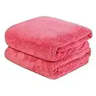 JML Luxury Hotel & SPA Bath Towels (2 Pack, 30"x60") - 350GSM High Density Fleece Towel Sets - Super Soft and Absorbent, Lint Free, Fade Resistant Bath Towel, Coral Fleece Pink