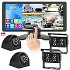 4K RV Camera System, Touch Screen 10.36 Inch DVR Quad 4 Split Screen Monitor with Bluetooth MP3 MP4 + IP69 Waterproof Night Vision 1080P Backup Rear Side View Wired Camera for RV Truck Trailer Camper