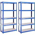 G-Rack Scaffalature per garage: 150cm x 75cm x 30cm | Scaffali per lo stoccaggio - 2, 5 ripiani blu (175KG per scaffale), capacità 875KG | Per officina, capannone, ufficio | 5 anni di garanzia