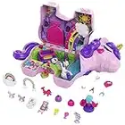 Polly Pocket Unicorn Party Large Compact Playset with Micro Polly & Lila Dolls 25+ Surprises to Discover & Fun Princess Party Play Areas Bouncy House, Castle, Swings, Water Floatie & More; Ages 4 & Up