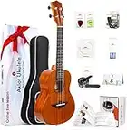 Aklot Concert Ukulele 23 Pouces Yukulele Professionnel Acajou Ukelele Débutants Petitioner Ensemble avec Haute Qualité Sac de Avec Cours en ligne et Kit