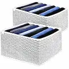 Unique Impression Set of 2 Large Wardrobe Storage Organiser For Jeans, Jumpers, Shirts, Sweaters, Trousers, Pants, Leggings, Joggers - Wardrobe Clothes Organiser Solution - Closet Clothes Storage