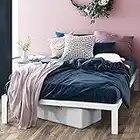 ZINUS Mia Metal Platform Bed Frame / Wood Slat Support / No Box Spring Needed / Easy Assembly, White, Queen