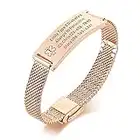 VNOX Medical Alert Bracelets for Men & Women with Free Engraving Adjustable Stainless Steel Mesh Emergency Medical ID Bracelets Wristband,Rose Gold