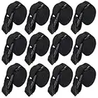 12-Pack Tie Down Strap, Premium Lashing Strap 1" x 7.8 ft, Ratchet Strap Heavy Duty Quick-Release Adjustable Nylon Straps for Motorcycle Canoe Surfboard Cargo Boat Trailer Luggage and More