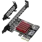 MZHOU Tarjeta de Expansión 2 SATA - Tarjeta Controladora SATA PCIe de 6 Gbps con Soporte de Perfil bajo - Tarjeta PCIE SATA Compatible con Dispositivos SATA 3.0 y PCI-E 3.0 GEN3 JMICRON + Chip JMB582