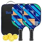 Pickleball Paddles, Pickleball Set of 2, Graphite Pickleball Racket, Lightweight Pickle Balls Equipment with 4 Balls and Portable Carry Bag