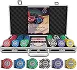 Designer Poker Case Tony Deluxe Poker Set con 300 fiches di Clay Poker, Guida al Poker, Pulsante del Dealer e Carte da Poker in plastica con proiettili