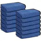 12 Moving Packing Blankets - 80 x 72 Inches (35 lb/dz) Heavy Duty Moving Pads for Protecting Furniture Professional Quilted Shipping Furniture Pads (Blue 12PCS)