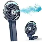 Winique Ventilateur de Bureau à Pulvérisation, Brumisateur Rechargeable par USB avec 3 Vitesses, Batterie Rechargeable 3000 mAh, pour la Maison, le Bureau, l'Extérieur, les Voyages, le Camping (bleu)