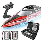 RC Boat with Case - AlphaRev R308 20+ MPH Fast Remote Control Boat for Pools and Lakes, 2.4 GHZ RC Boats with Storage Case for Adults and Kids