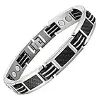 Willis Judd extra starker Magnetschmuck Armband Herren Titan schwarze Carbonfaser-Applikation hochwirksame 3000-Gauss-Magneten 22cm justierbar magnetisches Therapiearmband Gesundheitsarmband für Arthritis Gelenkschmerzen Geschenkidee Herren