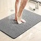 LuxStep Shower Mat Bathtub Mat,24x16 inch, Non-Slip Bath Mat with Drain, Quick Drying PVC Loofah Bathmat for Tub,Shower,Bathroom (Phthalate Free,Grey)