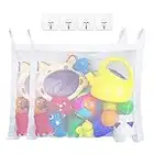 Bath Toy Organizer Set, 2 Large Strong Storage Mesh Bags,45 x 35cm with 4 Strong Adhesive Hooks- Easy Storage Bathroom Items