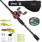 Sougayilang Baitcaster Combo Telescopic Fishing Rod and Reel Combo, Ultra Light Baitcasting Fishing Reel for Travel Saltwater Freshwater with Lures-5.9FT & Right Handle Reel with Bag