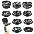 Mocalaca Phone Camera Lens (11 Lenses) Phone Lens Kit, Clip on Fisheye/Macro/Wide Angle Lens Attachment with Travel Case for iPhone 14 13 12 11 Xs X Pro Max Samsung Android Smartphone