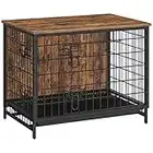 ALLOSWELL Wooden Dog Crate Furniture, 31.5 inches Indoor Pet Crate End Table, Dog Furniture with Removable Tray, Decorative Dog Kennel for Small/Medium/Large Dogs, Rustic Brown DCHR0201