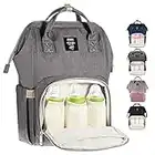 MUIFA Diaper Bag Multi-Function Waterproof Travel Backpack Nappy Bag for Baby Care with Insulated Pockets, Large Capacity, Durable (Grey)